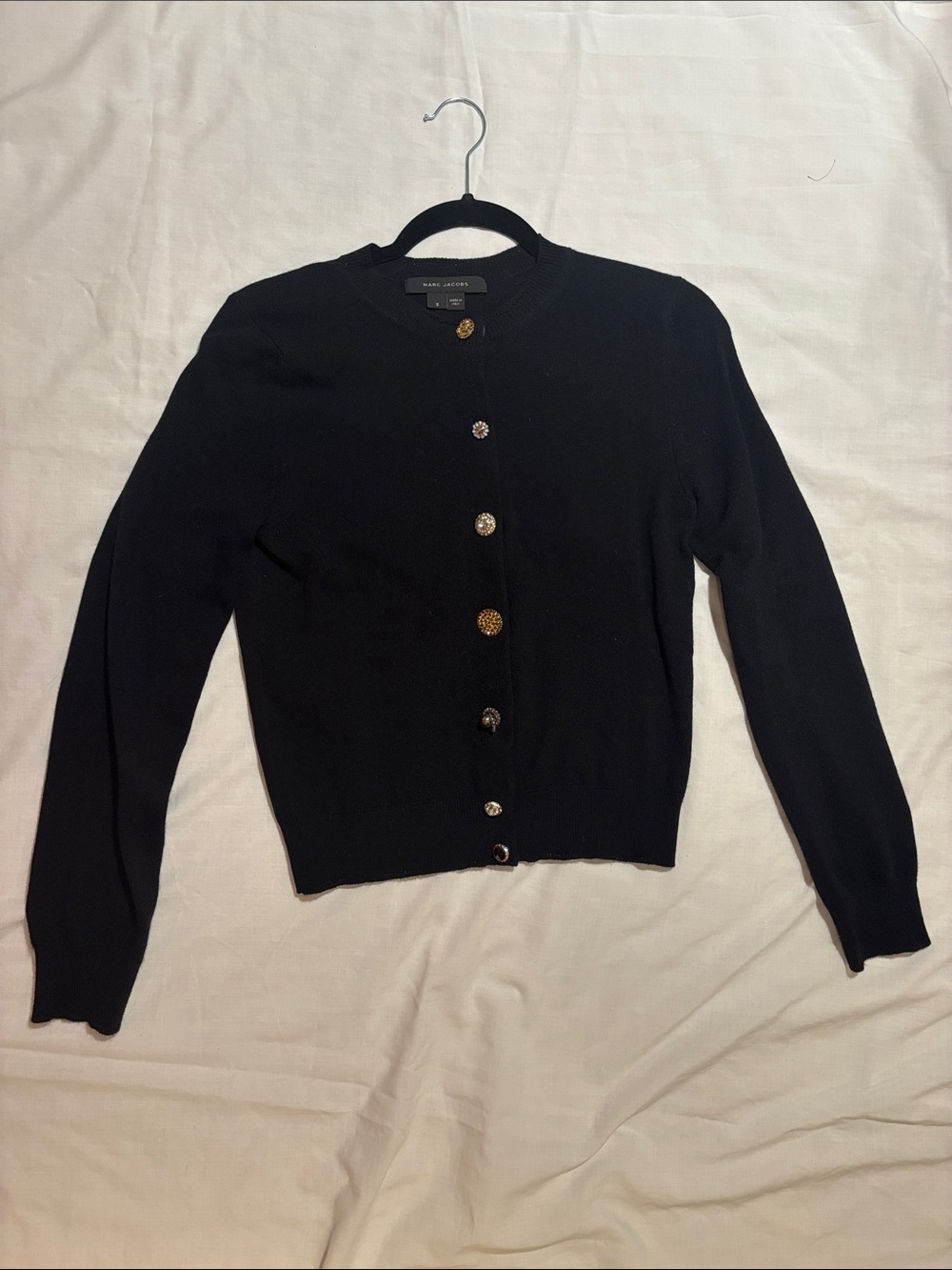 Marc Jacobs Black Wool & Cashmere Cardigan with one of a kind Buttons